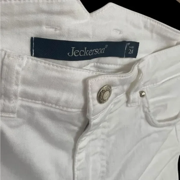 Jeckerson White Denim Jeans Sz. 24 Made in Italy Runs 26” - Picture 5 of 12
